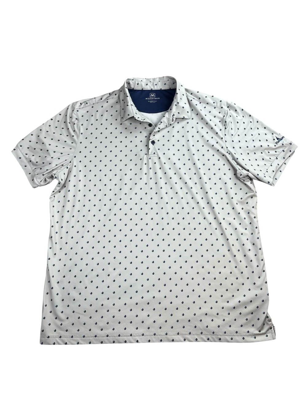 Mizzen‎ + Main Halyard Polo XL Gray Blue Geometric Dot Performance Golf Shirt